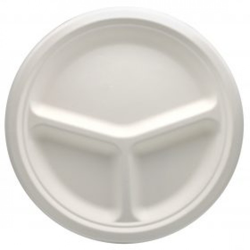 Farfurii trestie bio 3 comp 26 cm, 50 buc/set